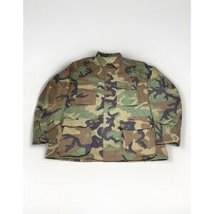 US Military Issue Woodland BDU Camouflage Combat Coat Jacket Size Large Regular